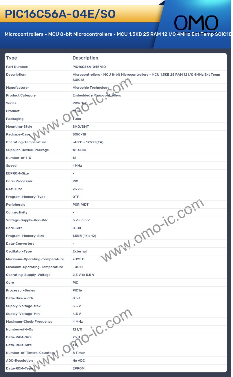 PIC16C56A-04E/SO