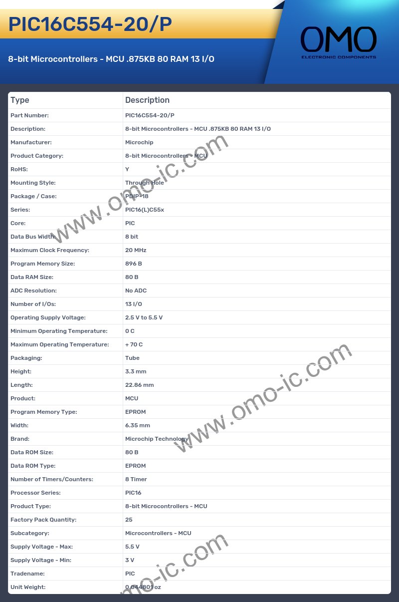 PIC16C554-20/P